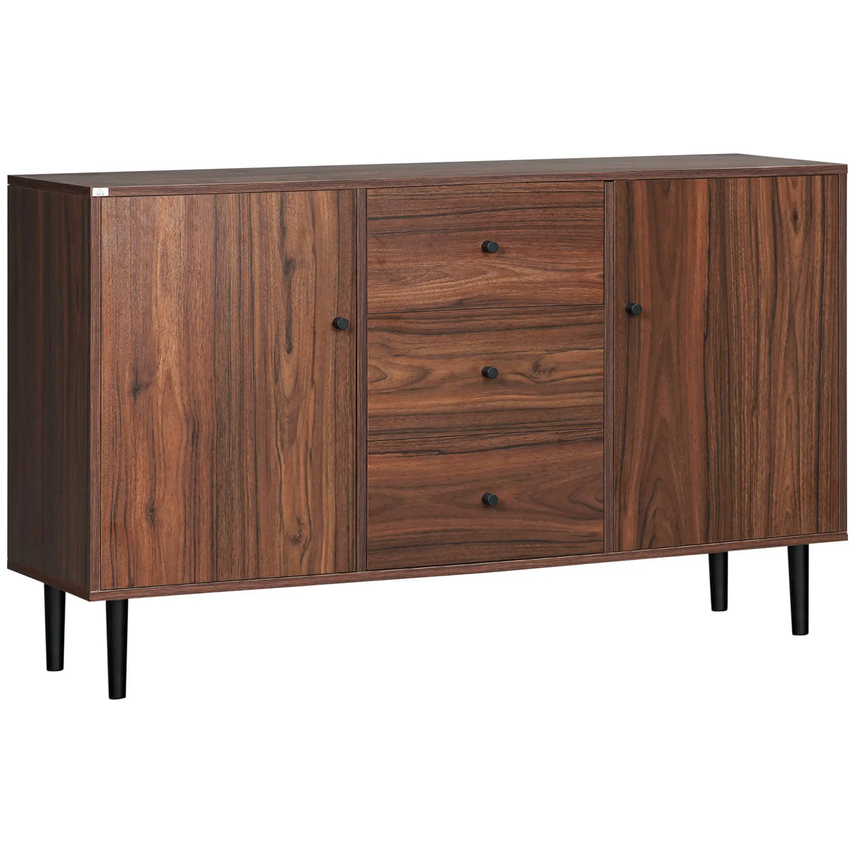 Kitchen Storage Sideboard, Buffet Cabinet, 2 Cupboard, 3 Drawers, Adjustable Shelves, Rustic Brown Bar Cabinets Rustic Brown, Black at Gallery Canada