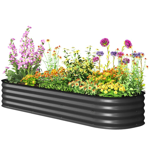 6.4 x 2 x 1ft Galvanized Raised Garden Bed, Metal Planter Box, Dark Grey