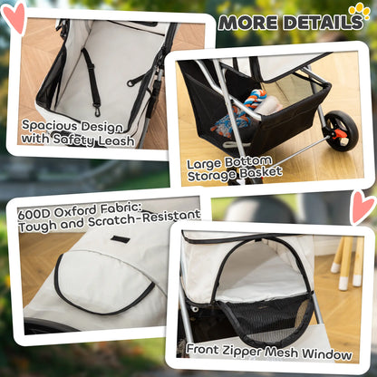 Dog Stroller, One-Click Folding, 4 Wheels, Storage Basket, XS/Small, Grey Dog Bike Trailers & Strollers at Gallery Canada