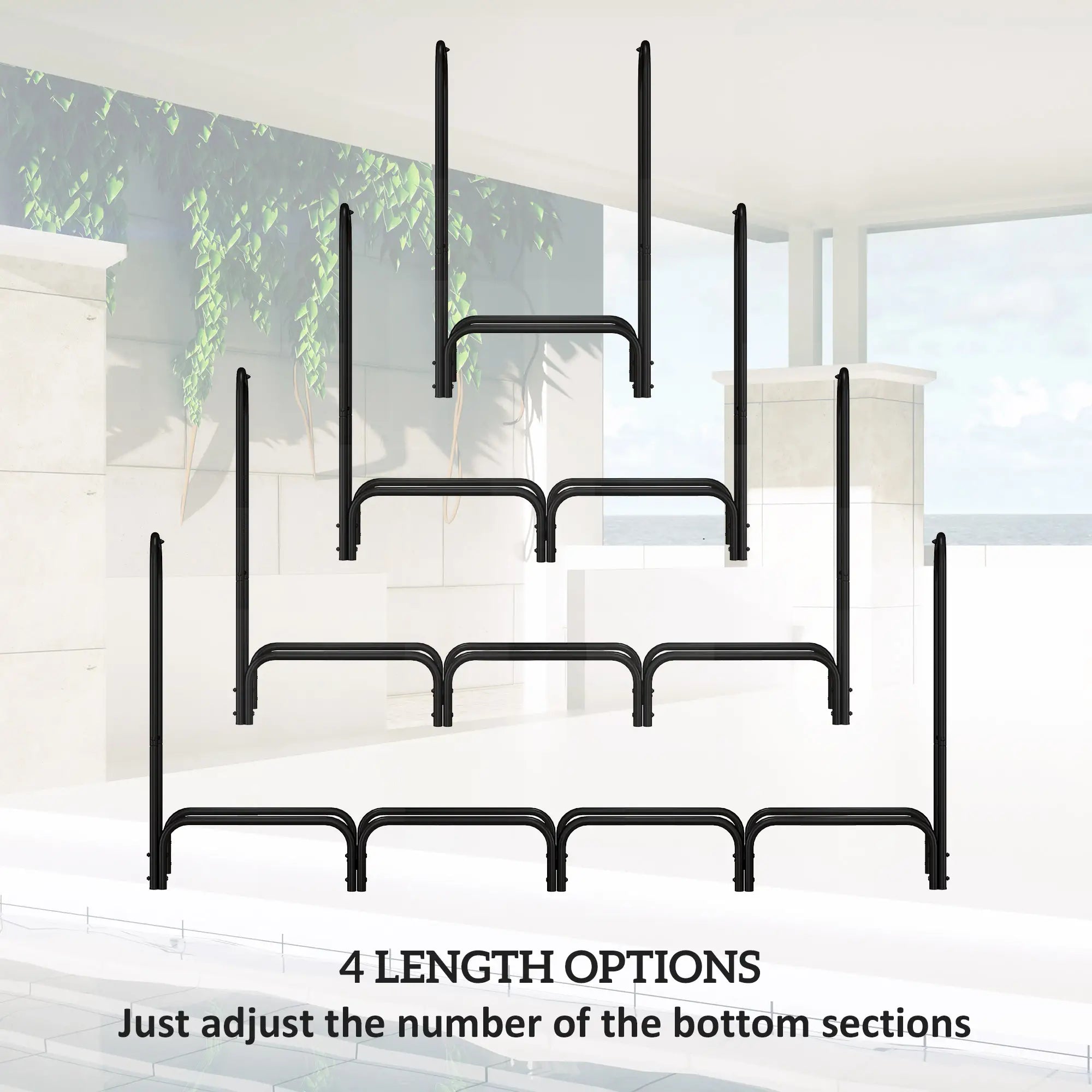 8ft Outdoor Firewood Rack With Cover, Adjustable Wood Storage, Black Firewood Racks at Gallery Canada