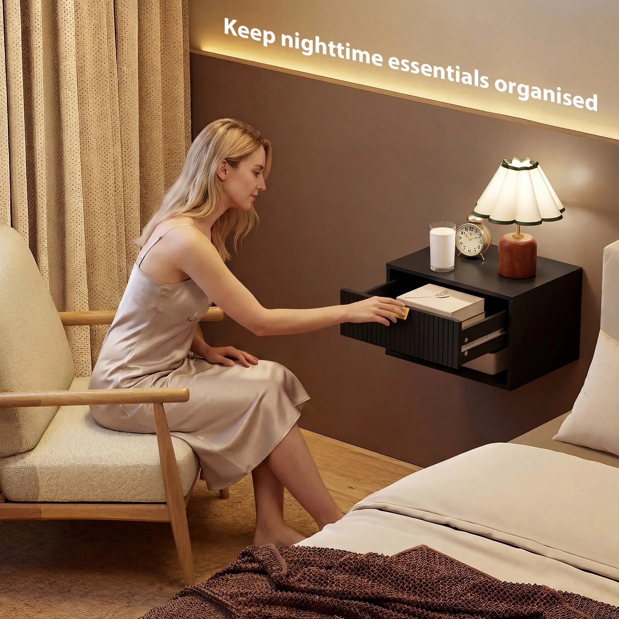 Wall Mounted Bedside Tables, Floating Nightstands, Black Bedside Tables at Gallery Canada