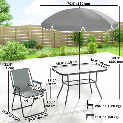 8 Piece Patio Table And Chairs Set, Tempered Glass Tabletop, Grey Outdoor Dining Sets at Gallery Canada