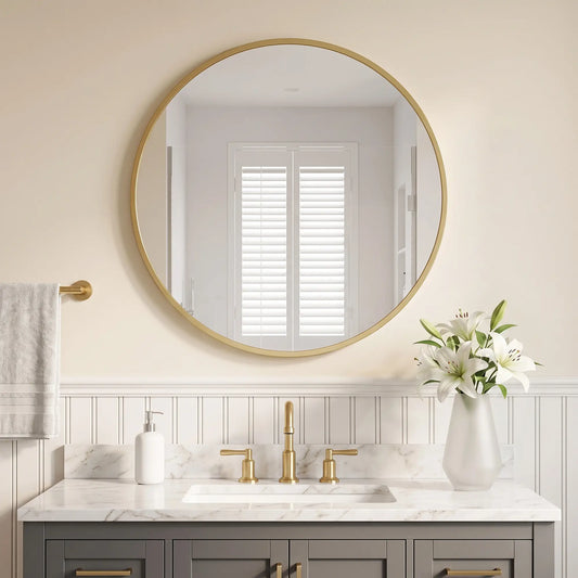 24" Round Wall Mirror For Bedroom Living Room, Gold-Tone Wall Mirrors Options at Gallery Canada
