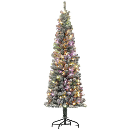 6ft Prelit Pencil Christmas Tree, Flocked, Dual Color LEDs, 429 Tips, Color Pre Lit Christmas Trees Green at Gallery Canada