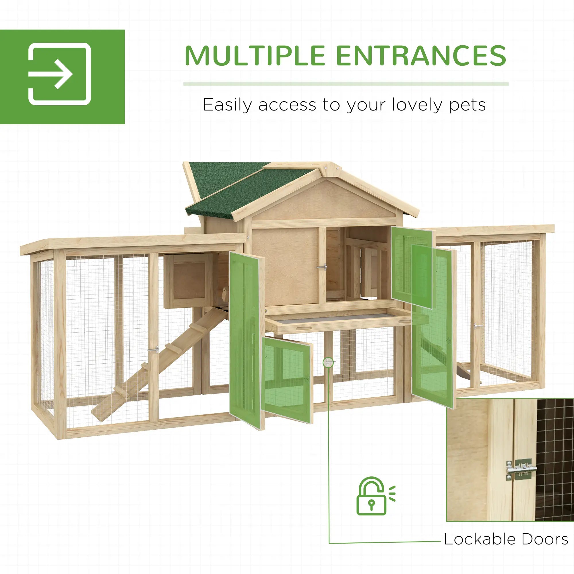 Wooden Chicken Coop, Large Rabbit Hutch with Nesting Box, Run, Ramp Chicken Coops at Gallery Canada