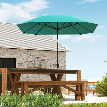 7.6FT Aluminum Patio Umbrella, 8 Ribs, Crank Tilt, Sky Blue Sun Umbrellas at Gallery Canada