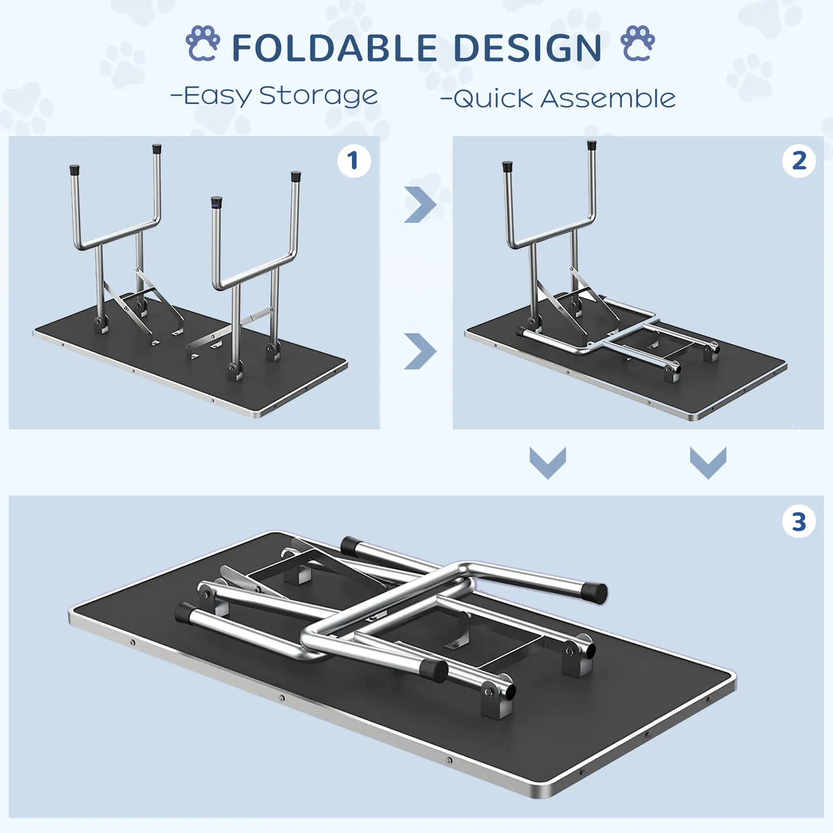 Foldable Dog Grooming Table, Height Adjustable Arm, Storage Shelf, Black Dog Grooming Tables at Gallery Canada
