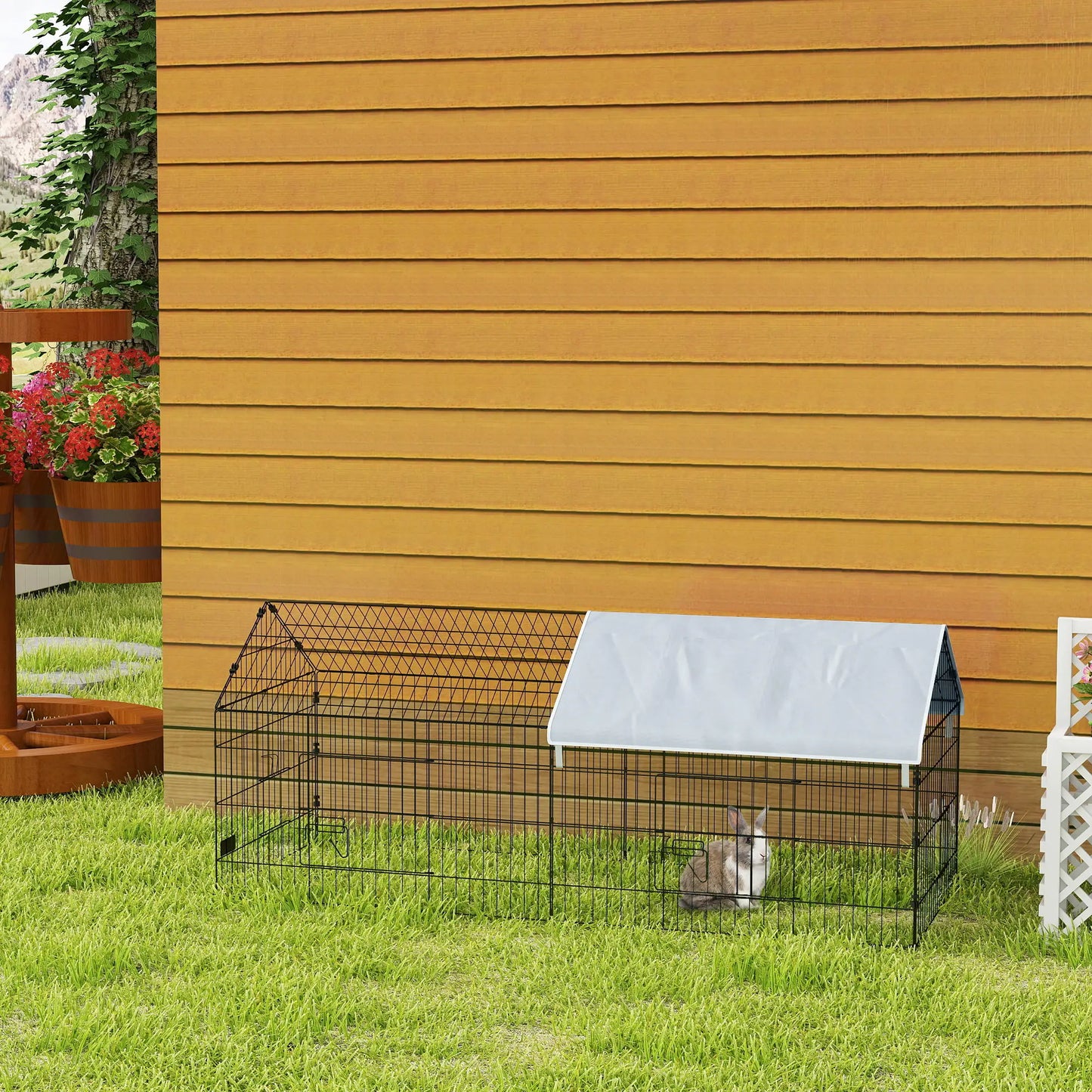 73" Small Animal Cage With Roof, Indoor Outdoor Use, Silver Chicken Coops at Gallery Canada