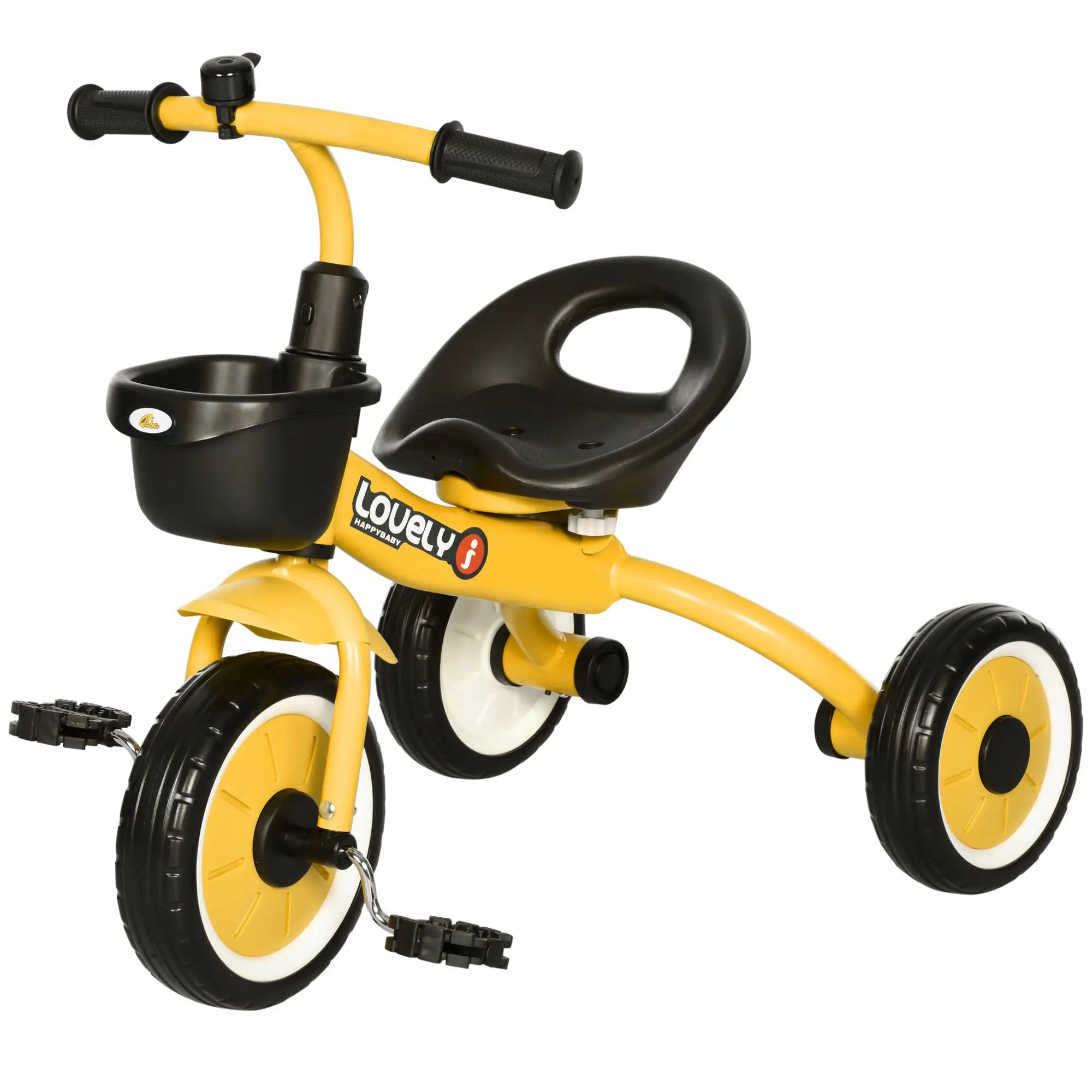Toddler Tricycle for 2-5 Year Olds, Adjustable Seat, Basket, Bell, Yellow Tricycles for Kids Yellow at Gallery Canada