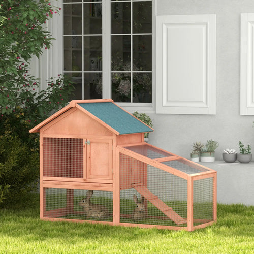 2 Tier Rabbit Hutch, Bunny House Guinea Pig Cage, Removable Tray, Ramp, Asphalt Roof