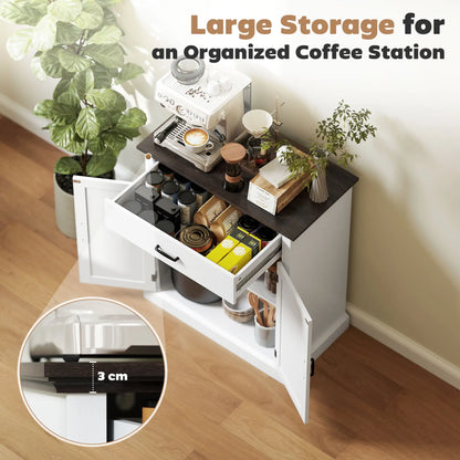 Modern Sideboard Buffet, 2 Doors, Adjustable Shelf, White Bar Cabinets at Gallery Canada
