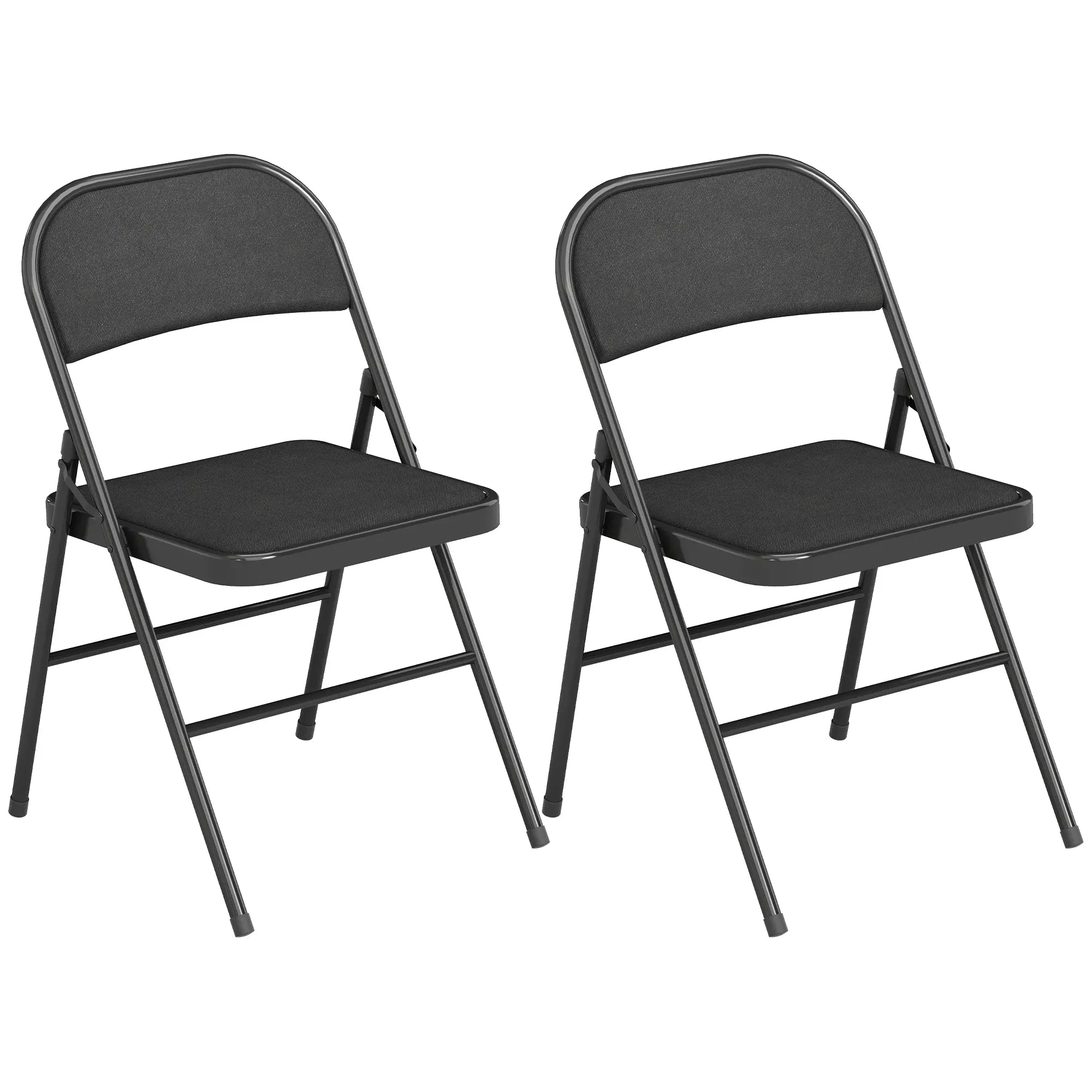 Metal Foldable Chairs, Set of 2, Linen Fabric Padded, Black Patio Chairs at Gallery Canada