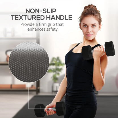 2 x 20lbs Dumbbells Set, Non-Slip Grip, Rubber Covered Weights Dumbbells & Barbells at Gallery Canada