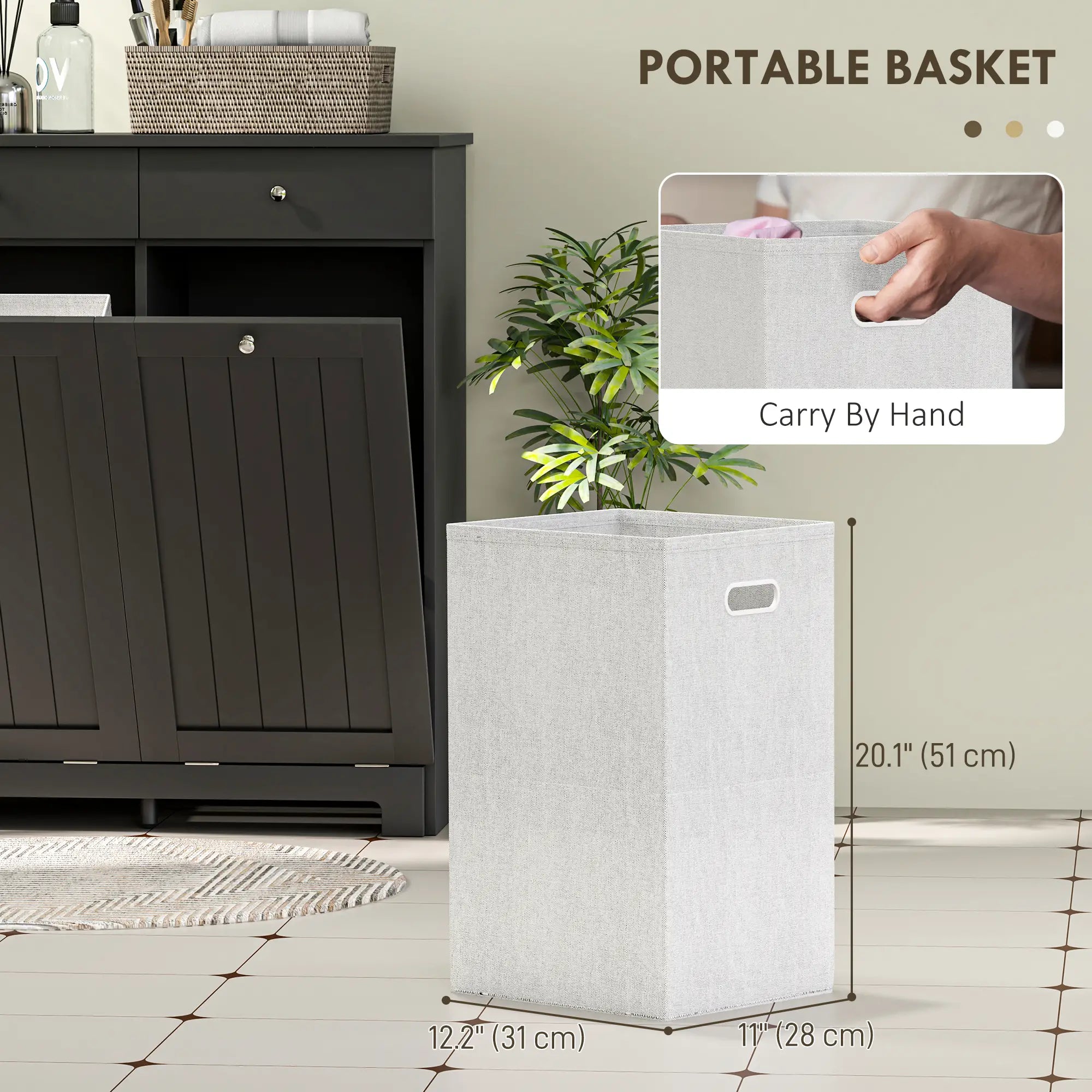 Laundry Cabinet, Tilt Out Hamper with 2 Baskets, 2 Drawers, Black Bathroom Cabinets at Gallery Canada