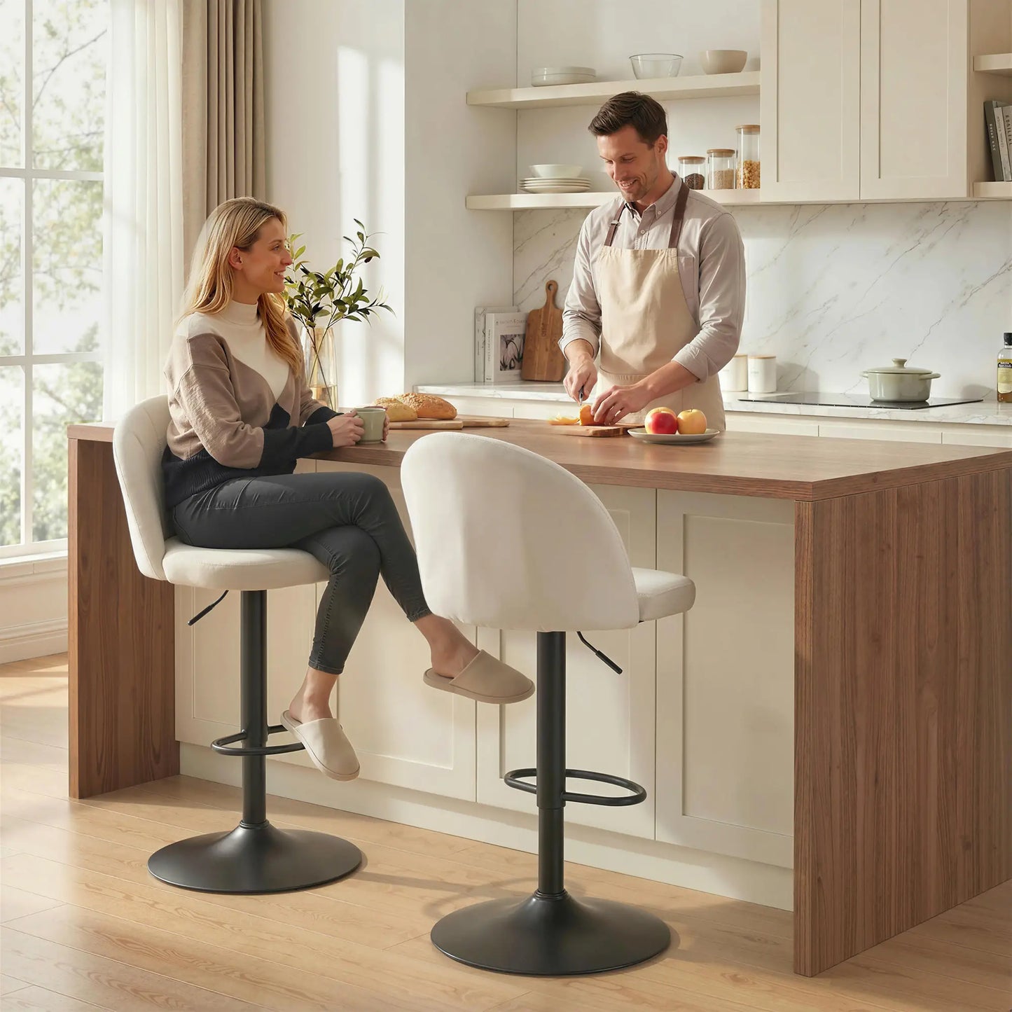 Swivel Counter Height Barstools Set Of 2, Cream White Bar Stools at Gallery Canada