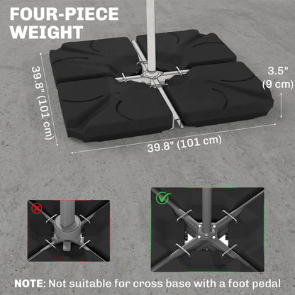 4 Piece Cantilever Umbrella Base, 123 lb Water or 158 lb Sand, Black Umbrella Bases at Gallery Canada