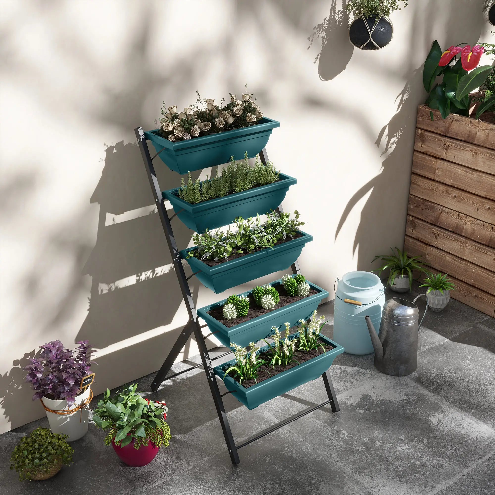 5-Tier Raised Garden Bed, 5 Planter Box, Outdoor Plant Stand, Green Plant Stands at Gallery Canada