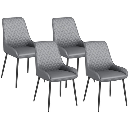 Modern Dining Chairs Set of 4, PU Leather, Metal Legs, Grey Bar Stools Grey at Gallery Canada