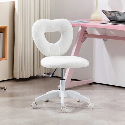 Armless Computer Desk Chair, Office Task Chair, Teddy Fleece, White Office Chairs at Gallery Canada