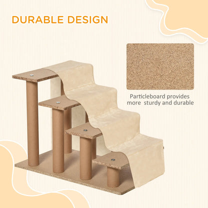 4-Step Dog Ramp for Sofa, Bed, Couch, Removable Cover, Beige Dog Stairs at Gallery Canada