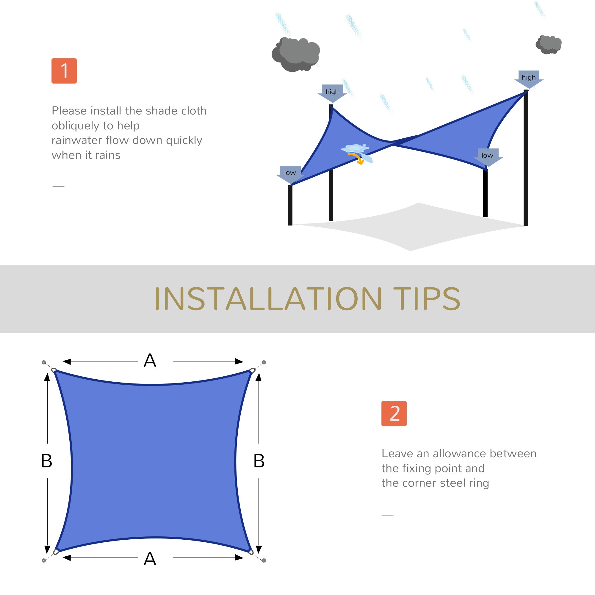 Rectangle 20'x 16' Sun Shade Sail Top Cover Fabric Outdoor Shelter Backyard Window Garden Carrying Bag Blue Shade Sails at Gallery Canada