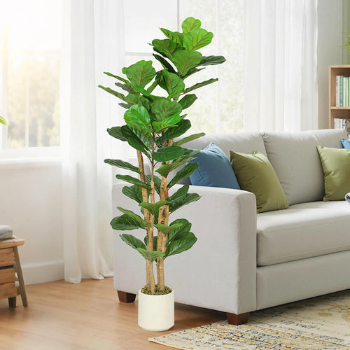 5FT Artificial Fiddle Leaf Fig Tree, Fake Potted Tree, Indoor Decor, Green