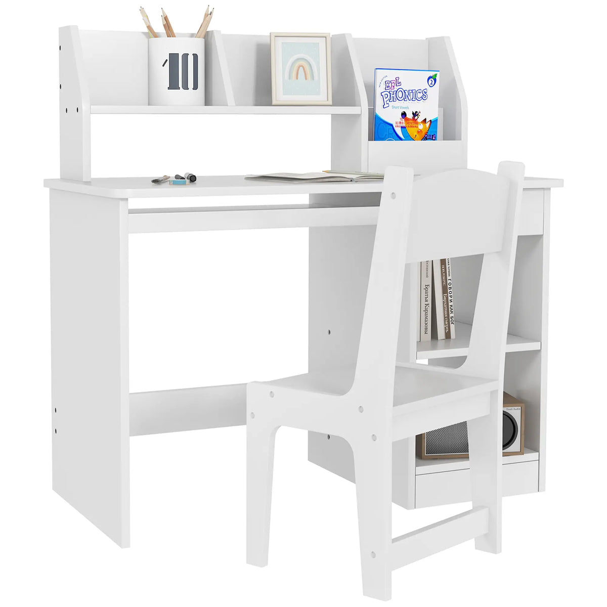 Kids Desk and Chair Set, Study Table for 5-8 Year Old, White Kids Desk Sets at Gallery Canada