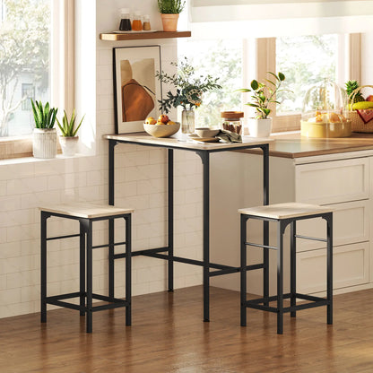3-Piece Dining Table Set, 2 Stools, Natural Wood, Kitchen Living Room Bar Sets at Gallery Canada