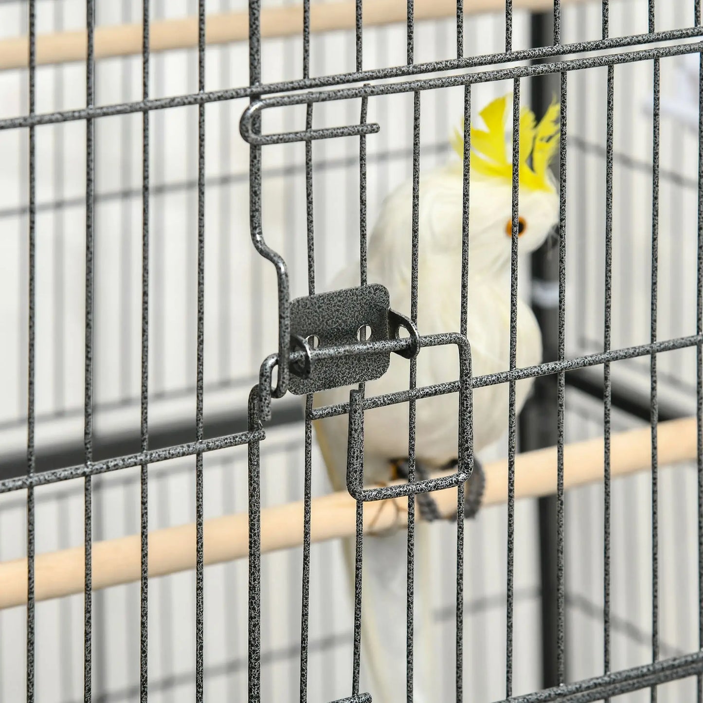 52'' Large Rolling Bird Cage, Storage Shelf, Wood Perch, Dark Grey Bird Cages at Gallery Canada