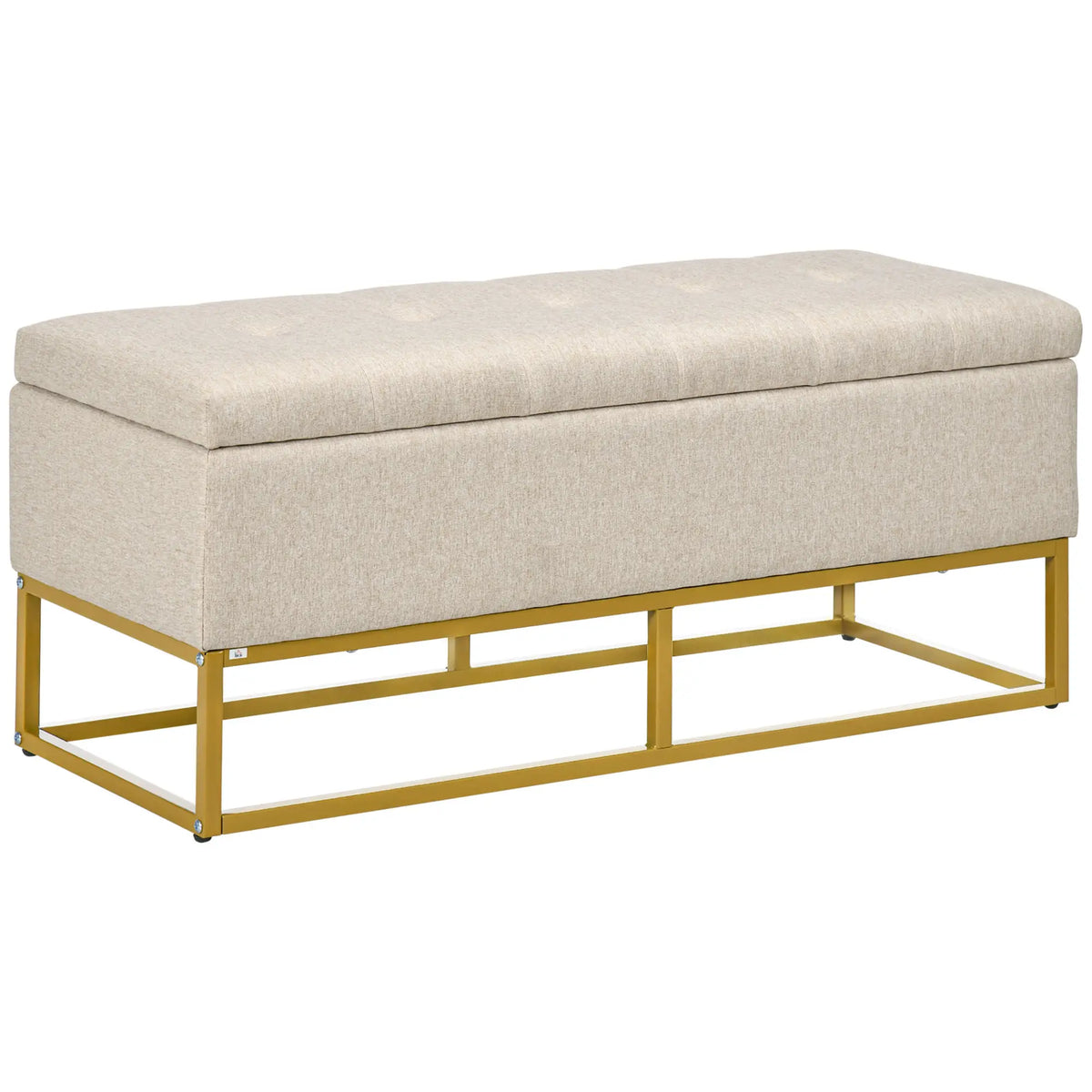 Linen Storage Ottoman Bench With Flip Top, Beige Storage Ottomans & Benches Beige at Gallery Canada