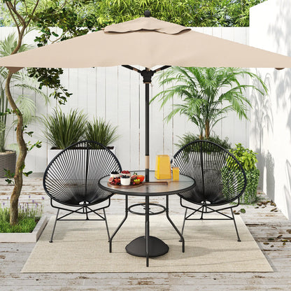 39.4" Round Outdoor Dining Table, Glass Top, Steel Frame, Garden Patio Patio Dining Tables at Gallery Canada