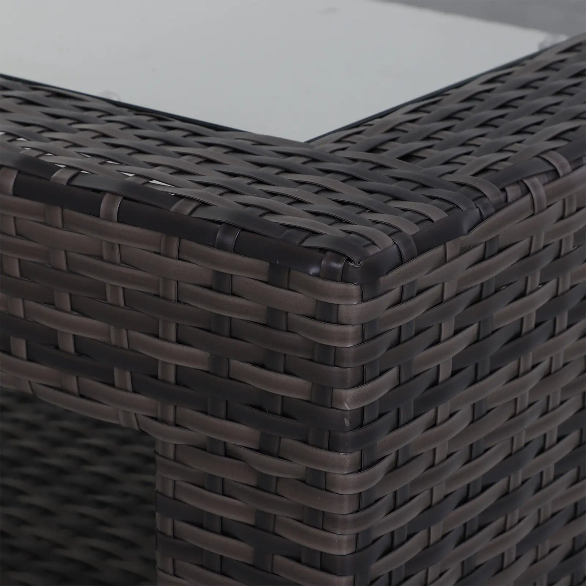 2-Tier Rattan Patio Coffee Table, PE Wicker, Tempered Glass Top, Storage Coffee Tables at Gallery Canada
