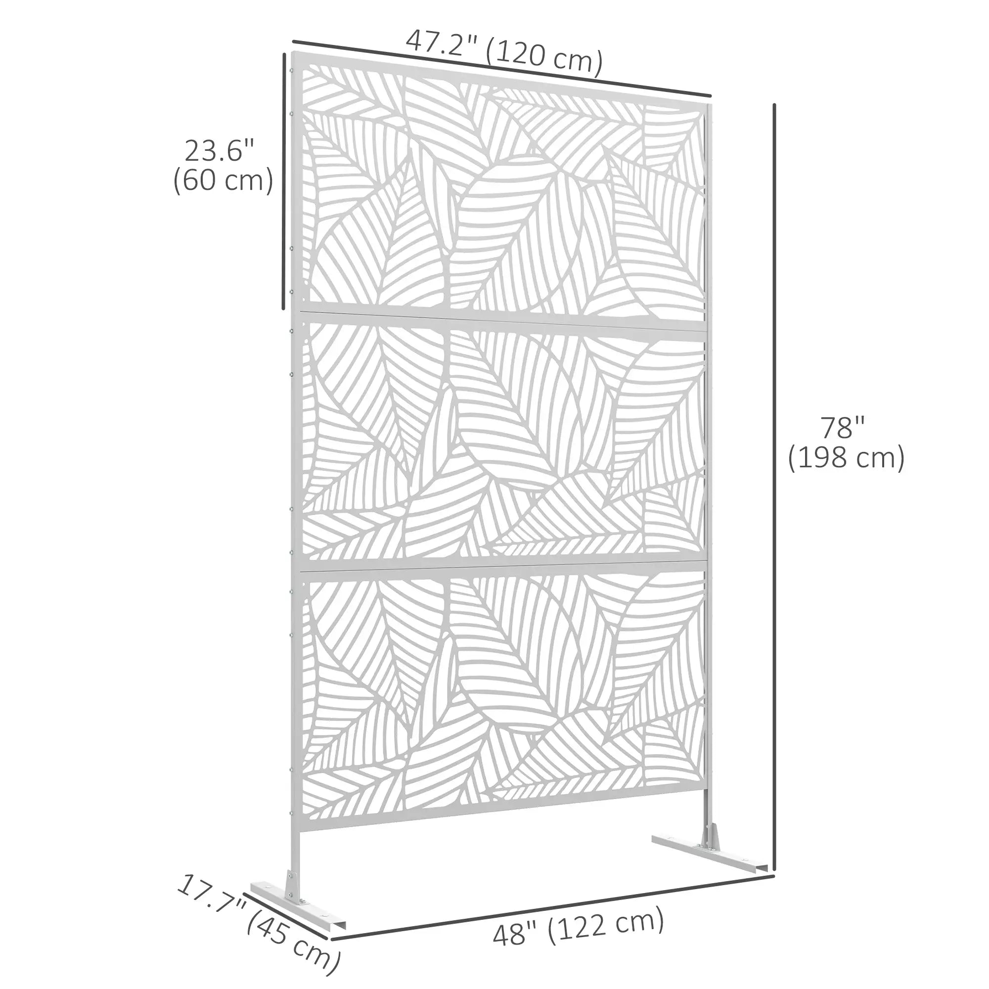 6.5FT Metal Privacy Screen, Large Leaf Style, White Side Awnings at Gallery Canada