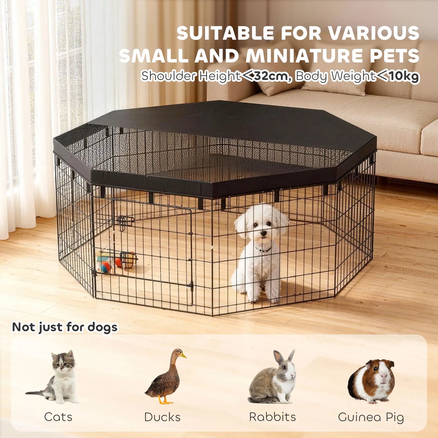 8 Panels Foldable Dog Playpen With Top Cover, 24" High Dog PlayPens at Gallery Canada
