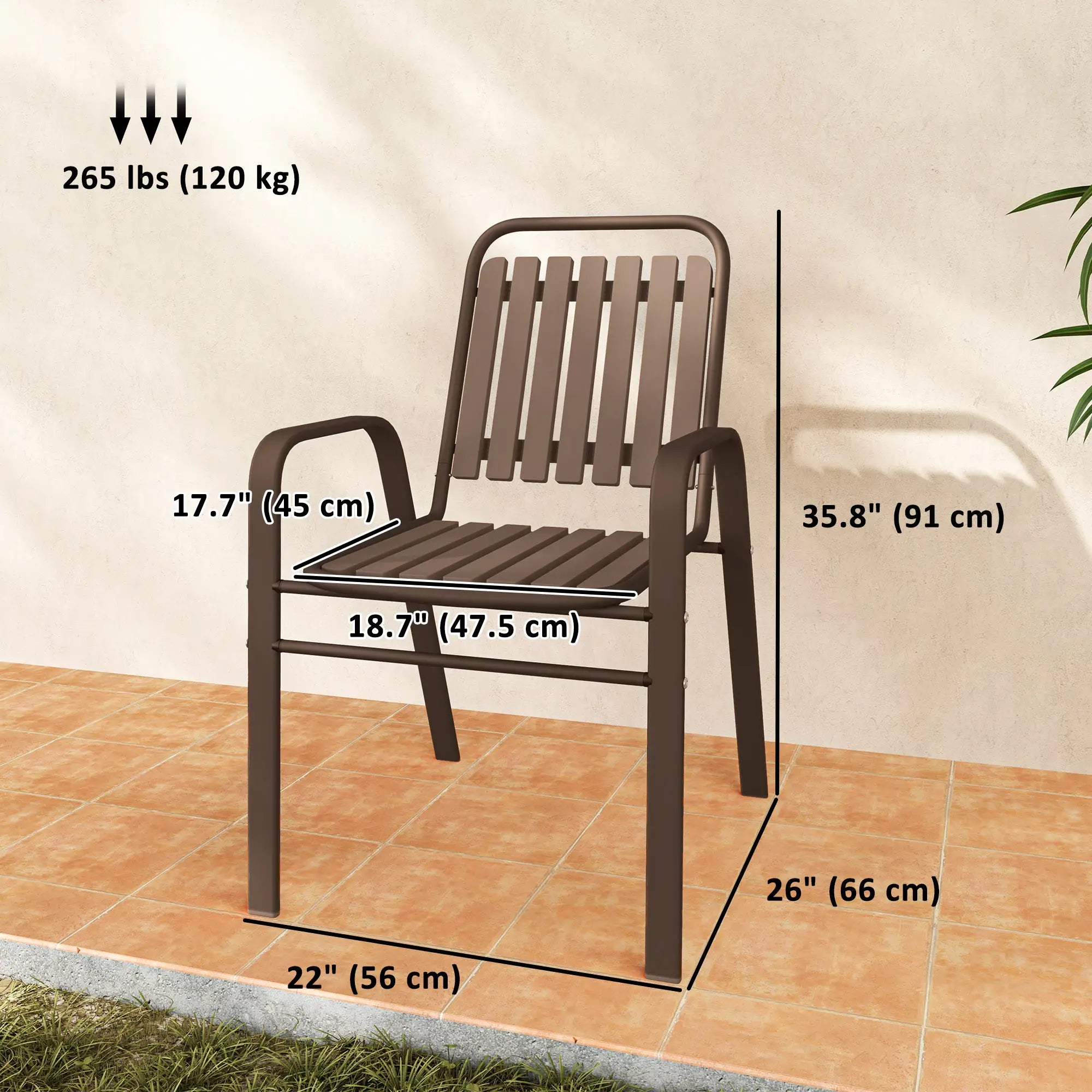 Stackable Outdoor Dining Chairs, Set of 4, Dark Brown Outdoor Dining Sets at Gallery Canada