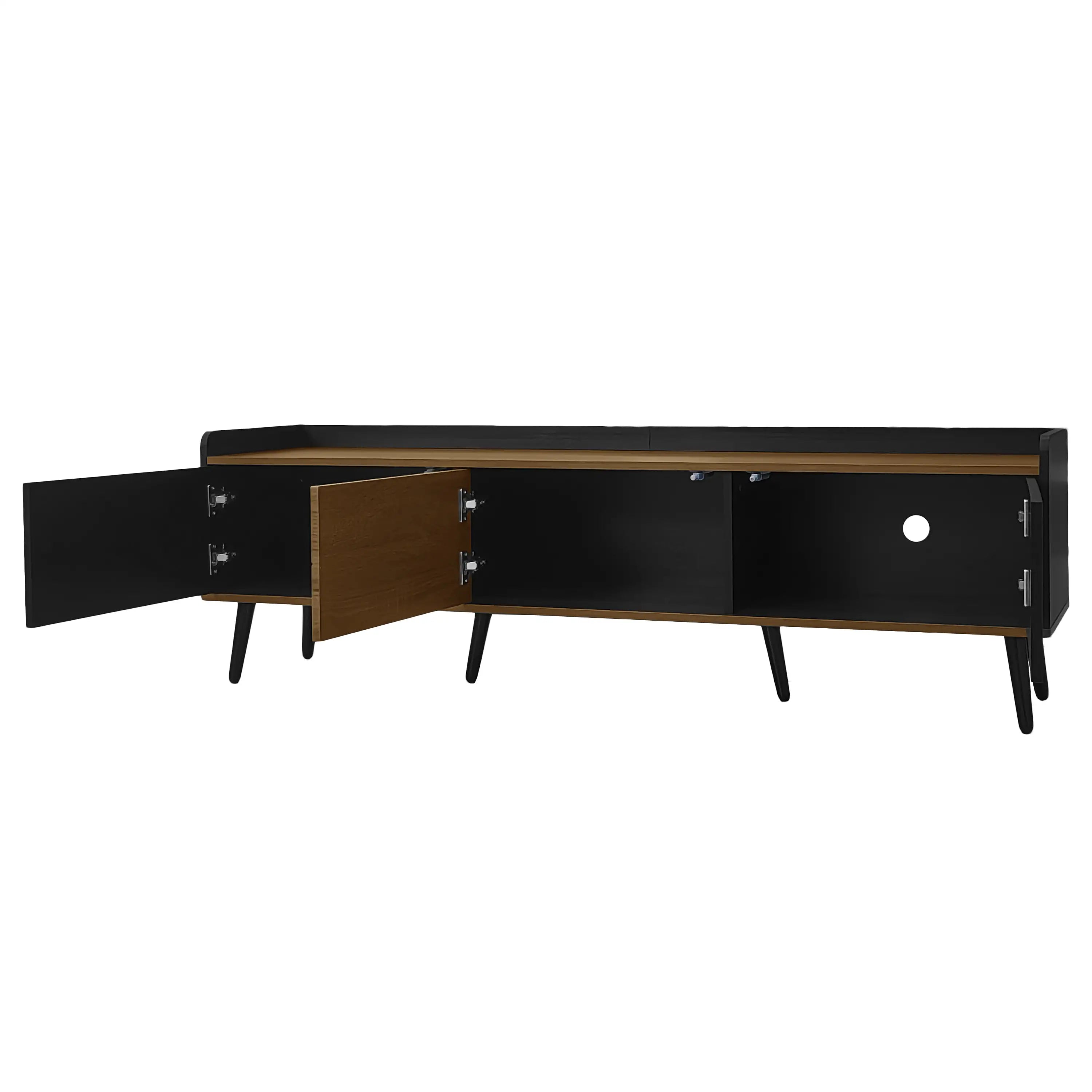Three Door Stand, Raised Edge, Sturdy Wooden Legs, 63