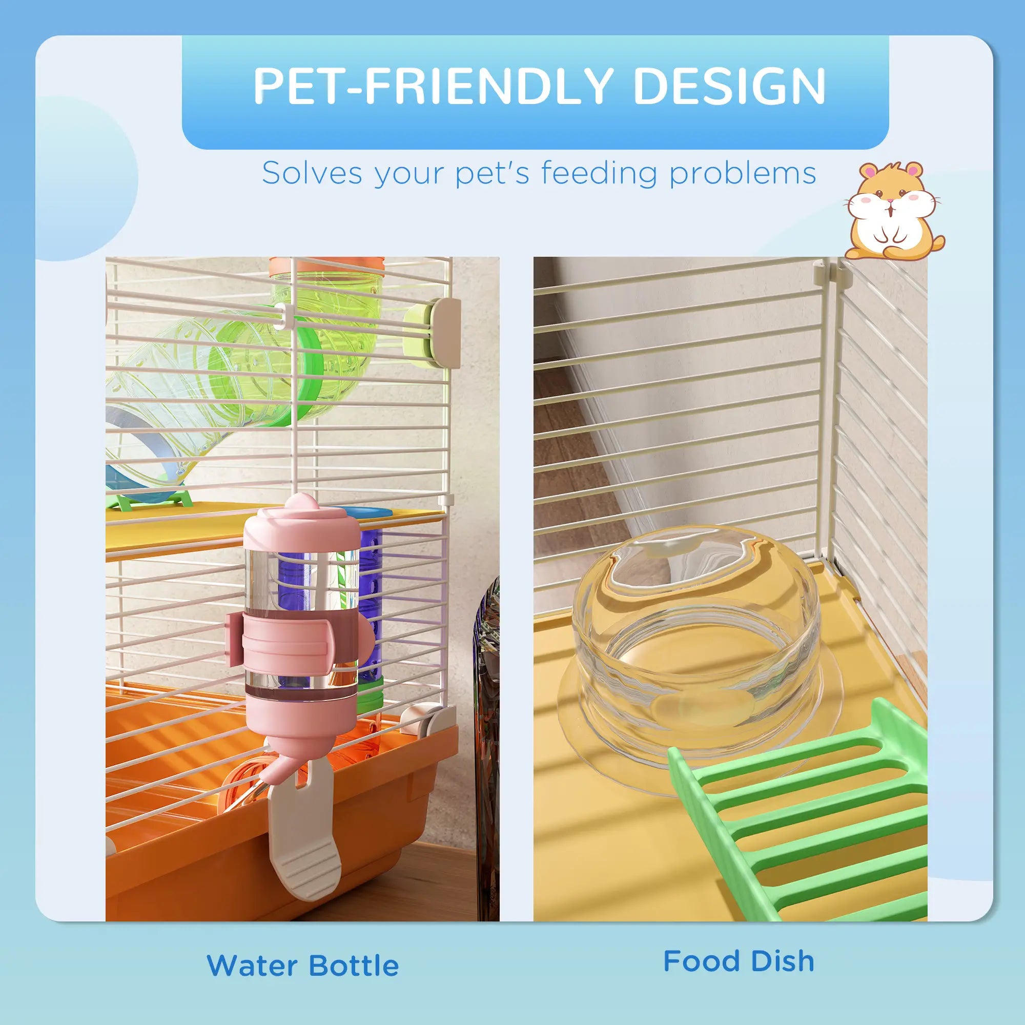 5-Tier Hamster Cage with Wheels, Tube, Water Bottle, Orange Hamster Cages at Gallery Canada