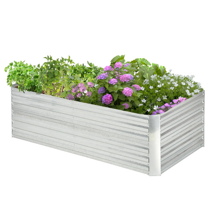 Galvanized Raised Garden Bed, Steel Outdoor Planter, 71'' x 35'' x 23'', Silver Galvanized Planter Boxes Silver at Gallery Canada