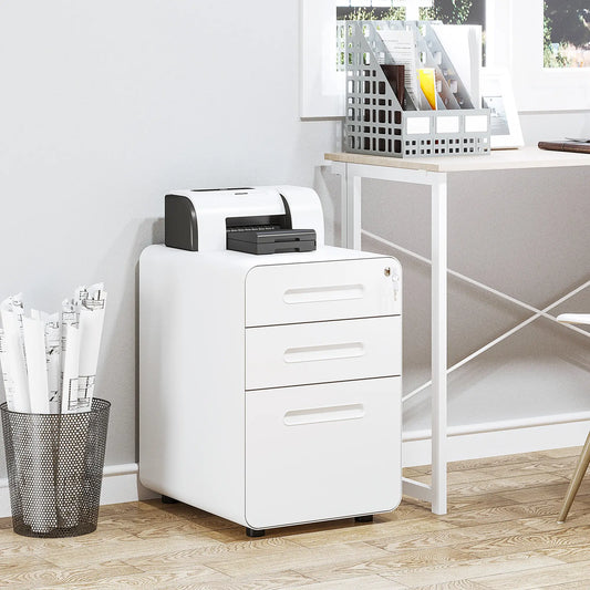 Lockable Steel File Cabinet on Wheels, Legal, A4, Letter Size Office Cabinets & Cupboards White at Gallery Canada