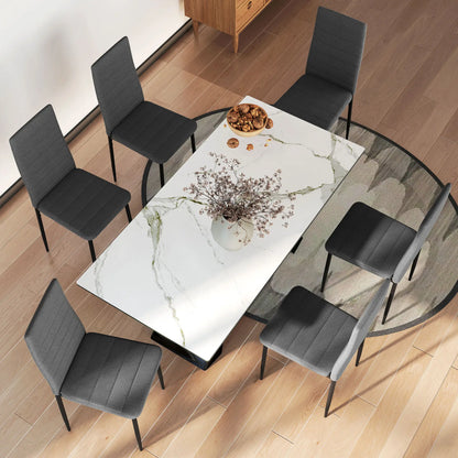 Modern Dining Chairs, Set of 6, High Back Linen Fabric, Grey Dining Chairs at Gallery Canada