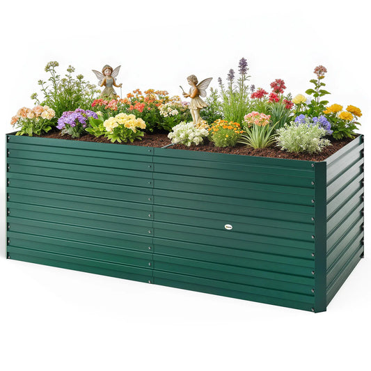 5' x 3' x 2' Raised Garden Bed, Galvanized Planter Box, Green