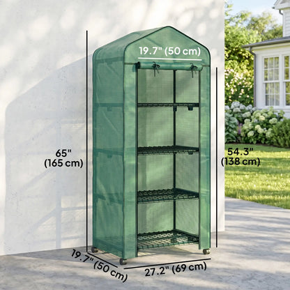 Portable Greenhouse, 4 Tier Shelves, PE Cover, Green Walk In Greenhouses at Gallery Canada