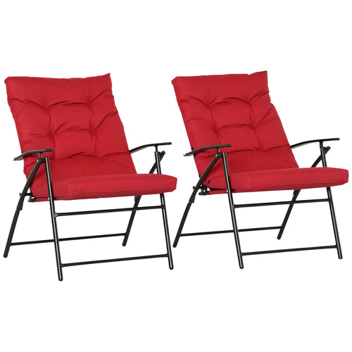 Folding Camping Chairs With Adjustable Backrest, 2 Pack, Red
