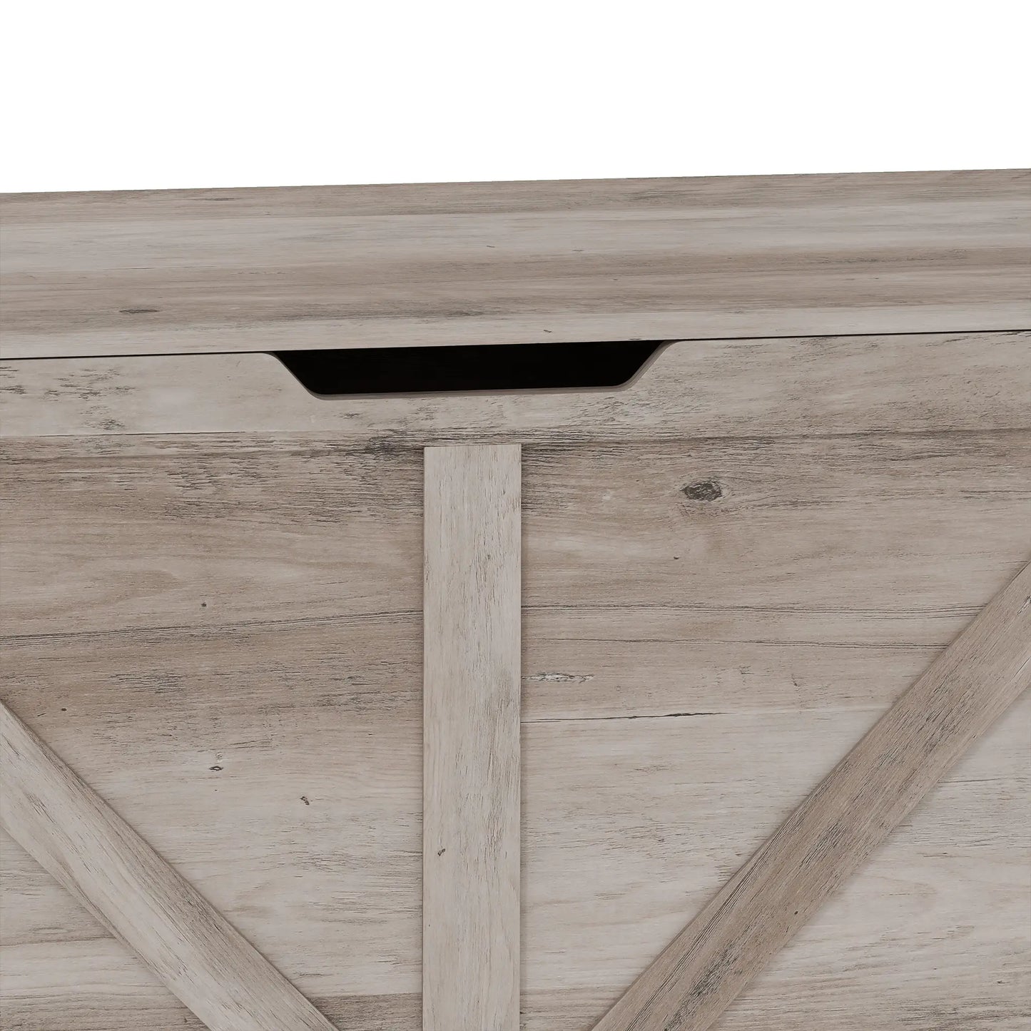 Storage Chest with Safety Hinges, Grey Wood Grain, 39.4 Inches, Grey Storage Cabinets at Gallery Canada