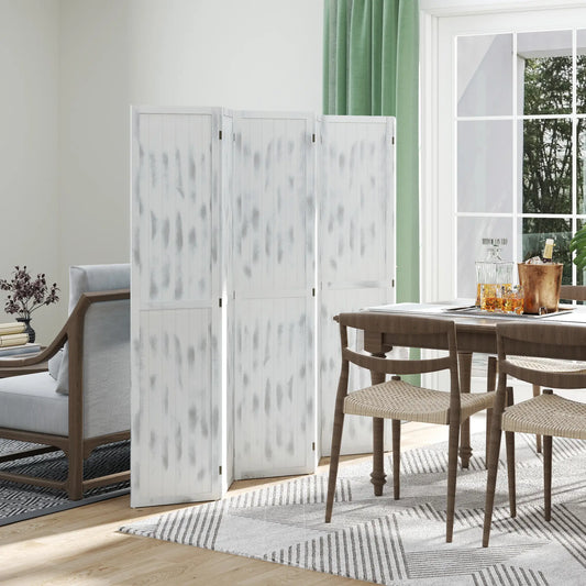 Foldable Screen Divider, 5.5' Rustic, for Bedroom Office, White Room Dividers White at Gallery Canada