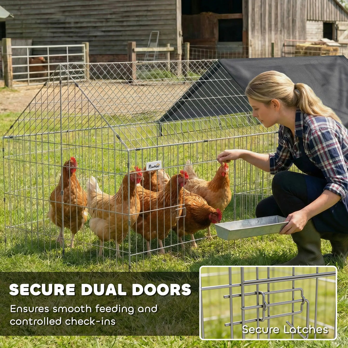 Metal Chicken Coop With UV-Resistant Cover, 71" x 29.5" x 29.5", Black Chicken Coops at Gallery Canada