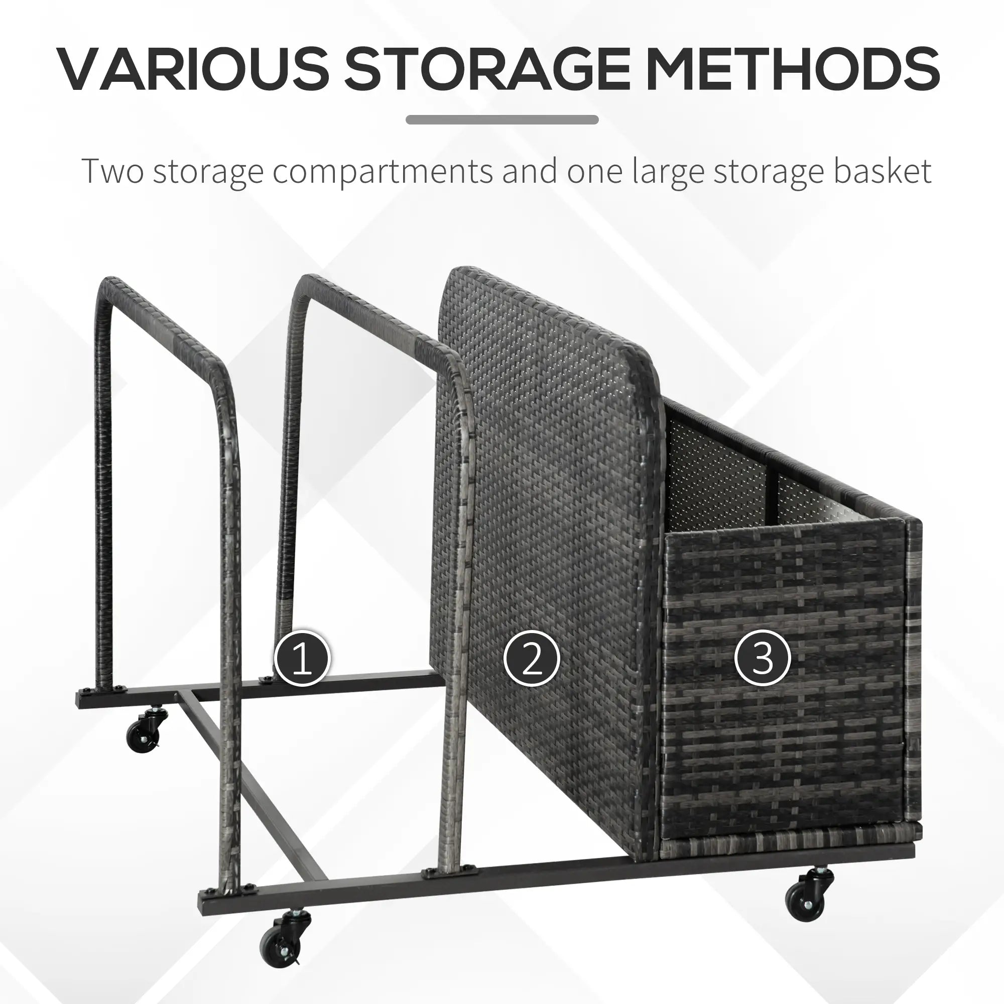 Rolling Pool Storage, Rattan Patio Furniture, Outdoor Wicker Organizer, Grey Patio Storage Boxes at Gallery Canada