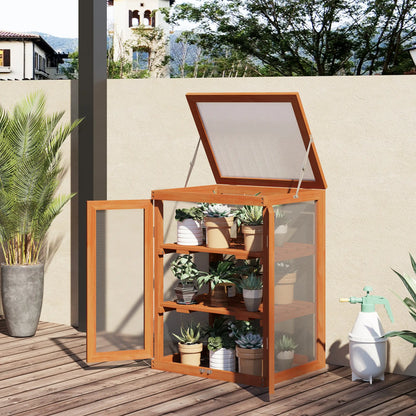 Wooden 2 Tier Cold Frame Greenhouse, 22.8" x 17.3" x 30.7", Orange Cold Frame Greenhouses at Gallery Canada