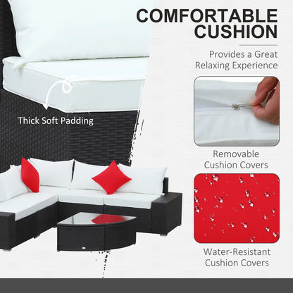 Outdoor Wicker Furniture Set 6 Piece, Cushioned Rattan Sofa, Cream White Patio Furniture Sets at Gallery Canada