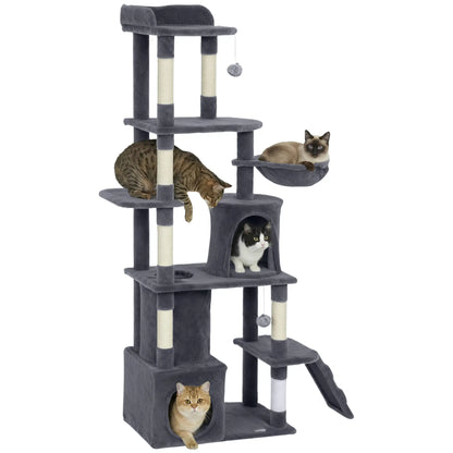 67 Inch Large Cat Tree, 7 Scratching Posts, Tunnel, 2 Condos, Hammock, Dark Grey Cat Towers at Gallery Canada
